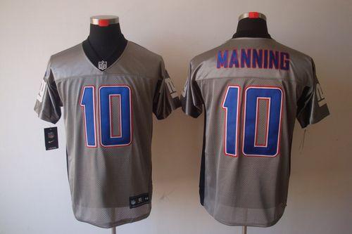  Giants #10 Eli Manning Grey Shadow Men's Stitched NFL Elite Jersey