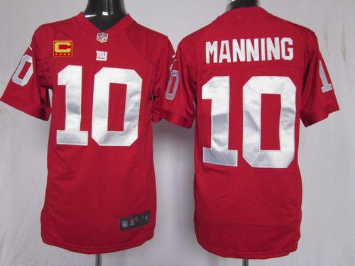  Giants #10 Eli Manning Red Alternate With C Patch Men's Stitched NFL Game Jersey