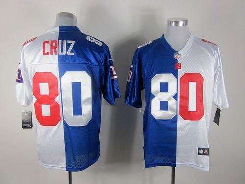  Giants #80 Victor Cruz Royal Blue/White Men's Stitched NFL Elite Split Jersey