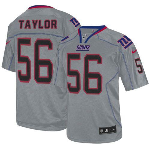  Giants #56 Lawrence Taylor Lights Out Grey Men's Stitched NFL Elite Jersey