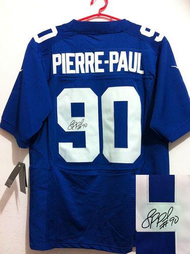  Giants #90 Jason Pierre Paul Royal Blue Team Color Men's Stitched NFL Elite Autographed Jersey