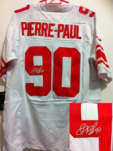 Giants #90 Jason Pierre Paul White Men's Stitched NFL Elite Autographed Jersey