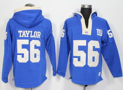 New York Giants #56 Lawrence Taylor Royal Blue Player Winning Method Pullover NFL Hoodie