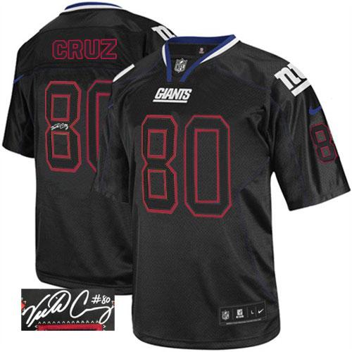  Giants #80 Victor Cruz Lights Out Black Men's Stitched NFL Elite Autographed Jersey