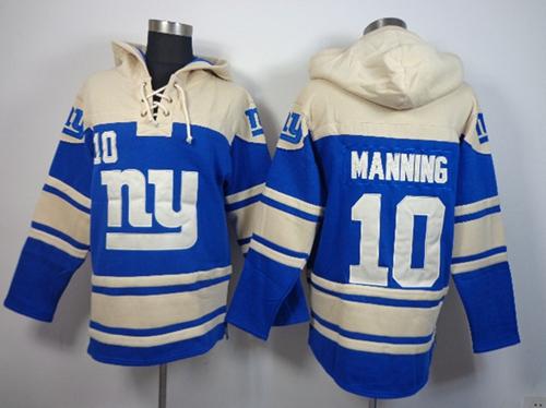  Giants #10 Eli Manning Blue Sawyer Hooded Sweatshirt NFL Hoodie
