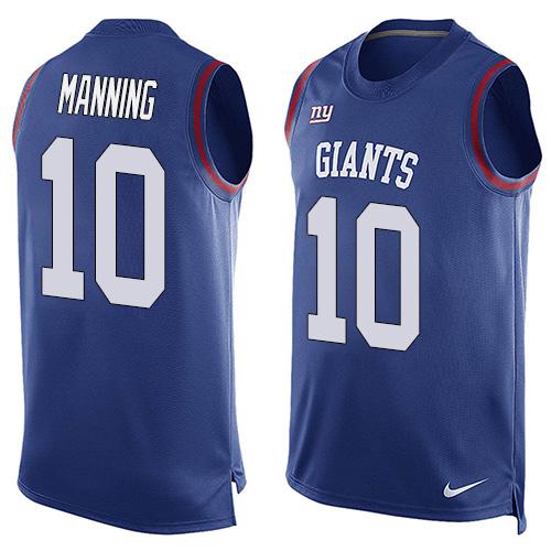  Giants #10 Eli Manning Royal Blue Team Color Men's Stitched NFL Limited Tank Top Jersey