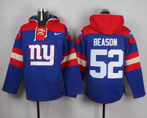  Giants #52 Jon Beason Royal Blue Player Pullover NFL Hoodie