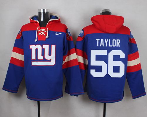  Giants #56 Lawrence Taylor Royal Blue Player Pullover NFL Hoodie