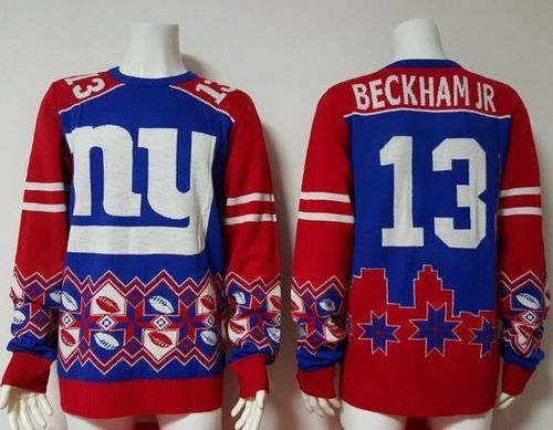  Giants #13 Odell Beckham Jr Royal Blue/Red Men's Ugly Sweater