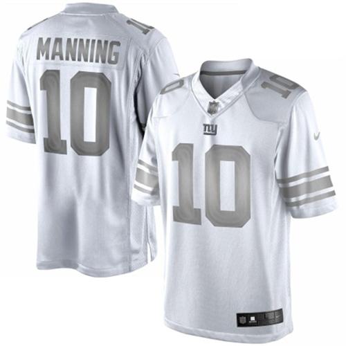 Giants #10 Eli Manning White Men's Stitched NFL Limited Platinum Jersey