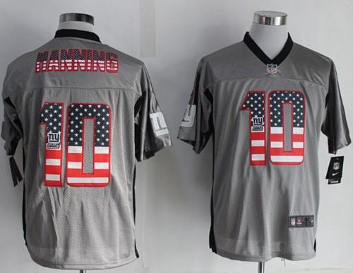  Giants #10 Eli Manning Grey Men's Stitched NFL Elite USA Flag Fashion Jersey