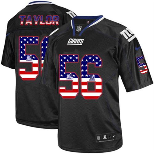  Giants #56 Lawrence Taylor Black Men's Stitched NFL Elite USA Flag Fashion Jersey