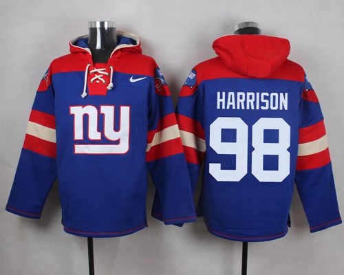  Giants #98 Damon Harrison Royal Blue Player Pullover NFL Hoodie