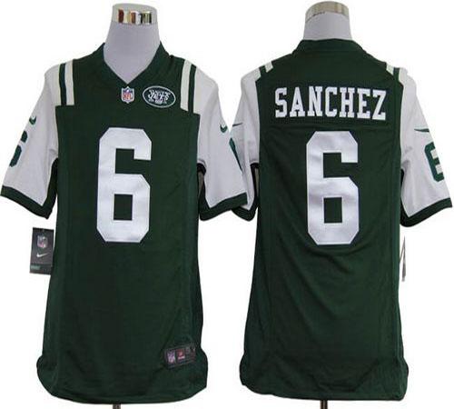  Jets #6 Mark Sanchez Green Team Color Men's Stitched NFL Game Jersey