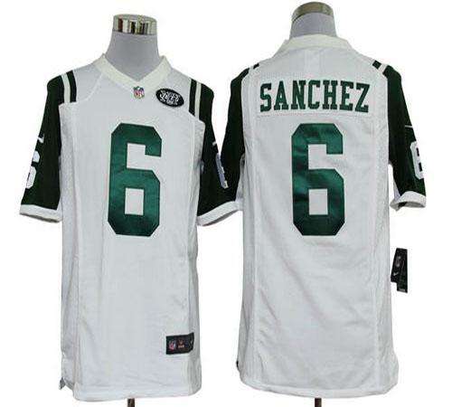  Jets #6 Mark Sanchez White Men's Stitched NFL Game Jersey