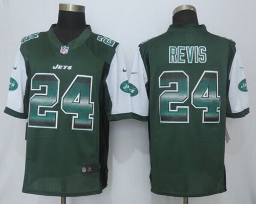  Jets #24 Darrelle Revis Green Team Color Men's Stitched NFL Limited Strobe Jersey