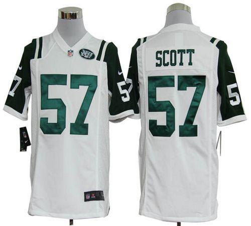  Jets #57 Bart Scott White Men's Stitched NFL Game Jersey