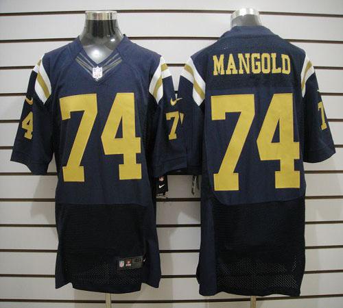  Jets #74 Nick Mangold Navy Blue Alternate Men's Stitched NFL Elite Jersey