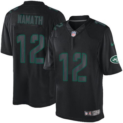  Jets #12 Joe Namath Black Men's Stitched NFL Impact Limited Jersey