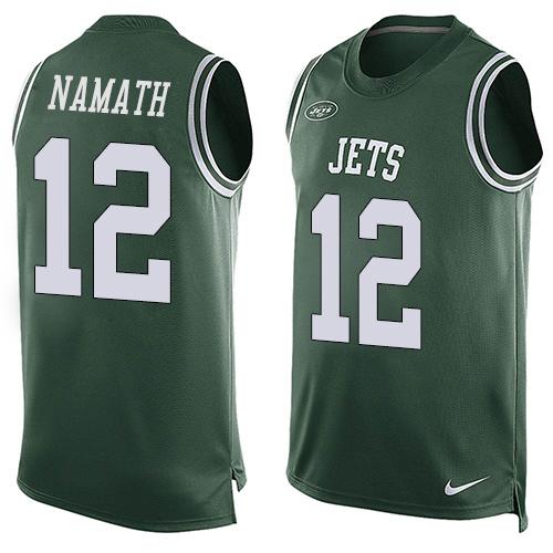  Jets #12 Joe Namath Green Team Color Men's Stitched NFL Limited Tank Top Jersey
