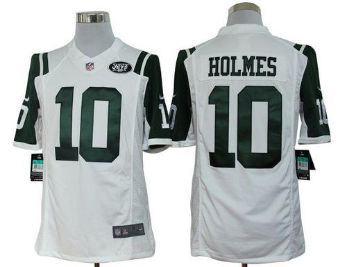  Jets #10 Santonio Holmes White Men's Stitched NFL Limited Jersey