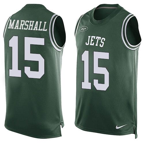  Jets #15 Brandon Marshall Green Team Color Men's Stitched NFL Limited Tank Top Jersey