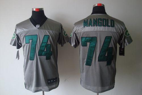  Jets #74 Nick Mangold Grey Shadow Men's Stitched NFL Elite Jersey
