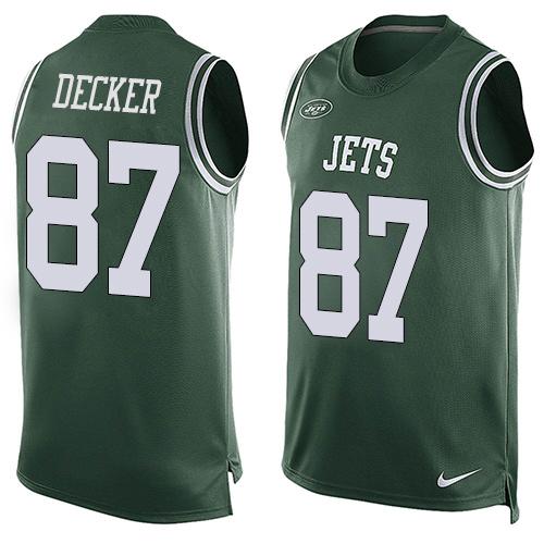 Jets #87 Eric Decker Green Team Color Men's Stitched NFL Limited Tank Top Jersey
