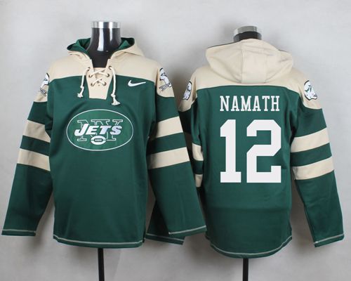  Jets #12 Joe Namath Green Player Pullover NFL Hoodie