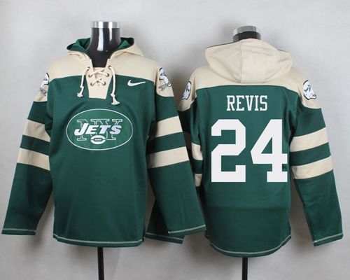  Jets #24 Darrelle Revis Green Player Pullover NFL Hoodie