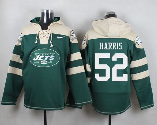  Jets #52 David Harris Green Player Pullover NFL Hoodie