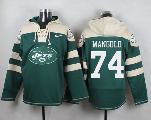  Jets #74 Nick Mangold Green Player Pullover NFL Hoodie
