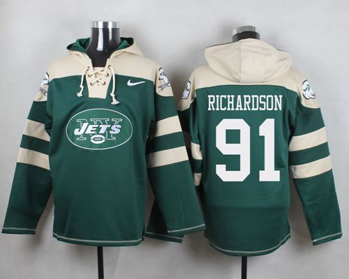  Jets #91 Sheldon Richardson Green Player Pullover NFL Hoodie