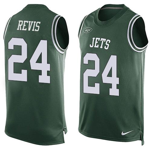  Jets #24 Darrelle Revis Green Team Color Men's Stitched NFL Limited Tank Top Jersey