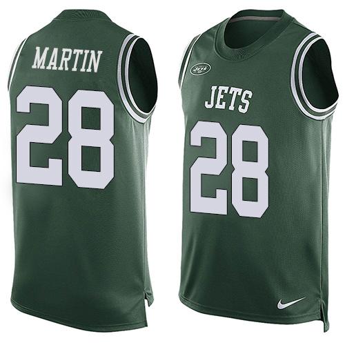  Jets #28 Curtis Martin Green Team Color Men's Stitched NFL Limited Tank Top Jersey