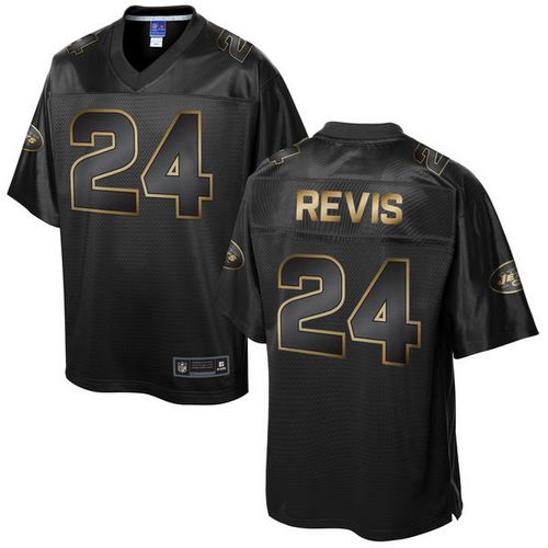  Jets #24 Darrelle Revis Pro Line Black Gold Collection Men's Stitched NFL Game Jersey