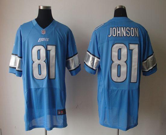  Lions #81 Calvin Johnson Blue Team Color Men's Stitched NFL Elite Jersey