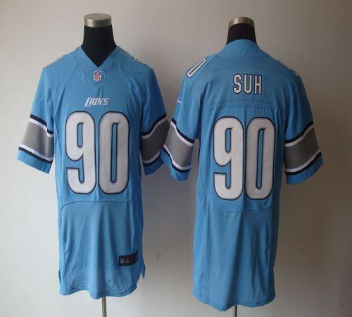  Lions #90 Ndamukong Suh Blue Team Color Men's Stitched NFL Elite Jersey