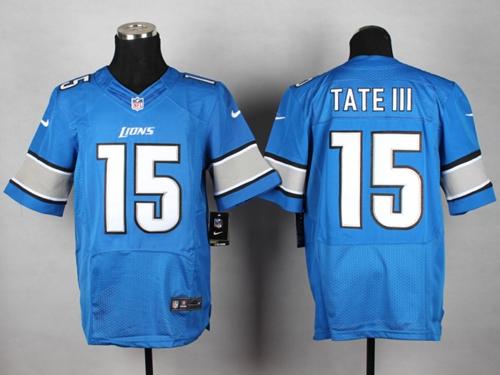  Lions #15 Golden Tate III Blue Team Color Men's Stitched NFL Elite Jersey
