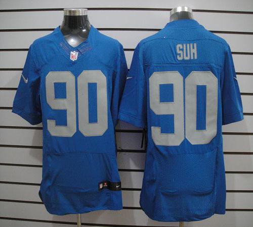  Lions #90 Ndamukong Suh Blue Alternate Throwback Men's Stitched NFL Elite Jersey
