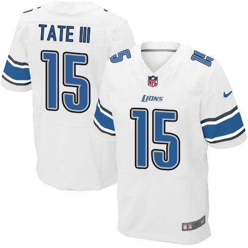  Lions #15 Golden Tate III White Men's Stitched NFL Elite Jersey