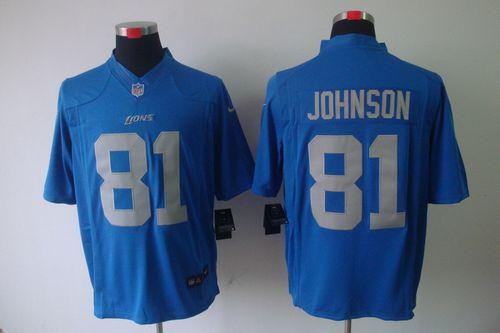  Lions #81 Calvin Johnson Blue Alternate Throwback Men's Stitched NFL Limited Jersey