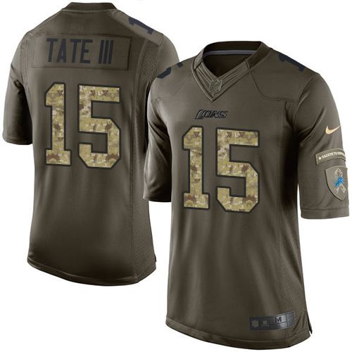  Lions #15 Golden Tate III Green Men's Stitched NFL Limited Salute To Service Jersey