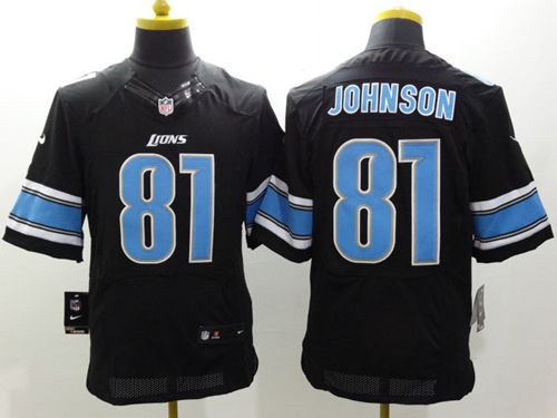  Lions #81 Calvin Johnson Black Alternate Men's Stitched NFL Elite Jersey