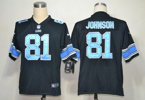  Lions #81 Calvin Johnson Black Alternate Men's Stitched NFL Game Jersey