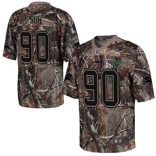  Lions #90 Ndamukong Suh Camo Men's Stitched NFL Realtree Elite Jersey