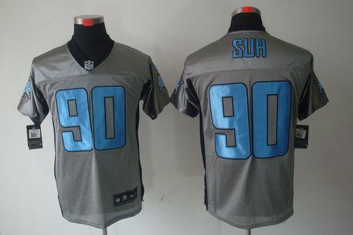  Lions #90 Ndamukong Suh Grey Shadow Men's Stitched NFL Elite Jersey