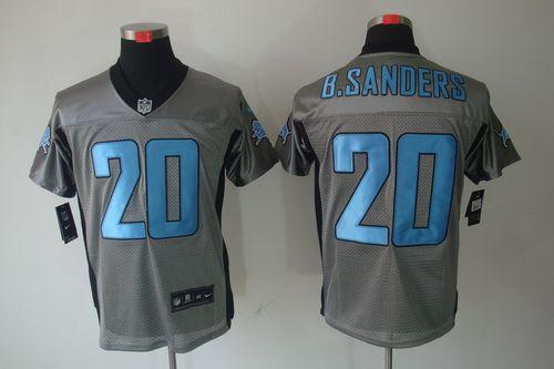  Lions #20 Barry Sanders Grey Shadow Men's Stitched NFL Elite Jersey