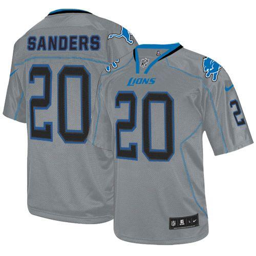  Lions #20 Barry Sanders Lights Out Grey Men's Stitched NFL Elite Jersey