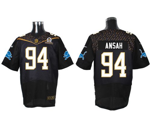  Lions #94 Ziggy Ansah Black 2016 Pro Bowl Men's Stitched NFL Elite Jersey